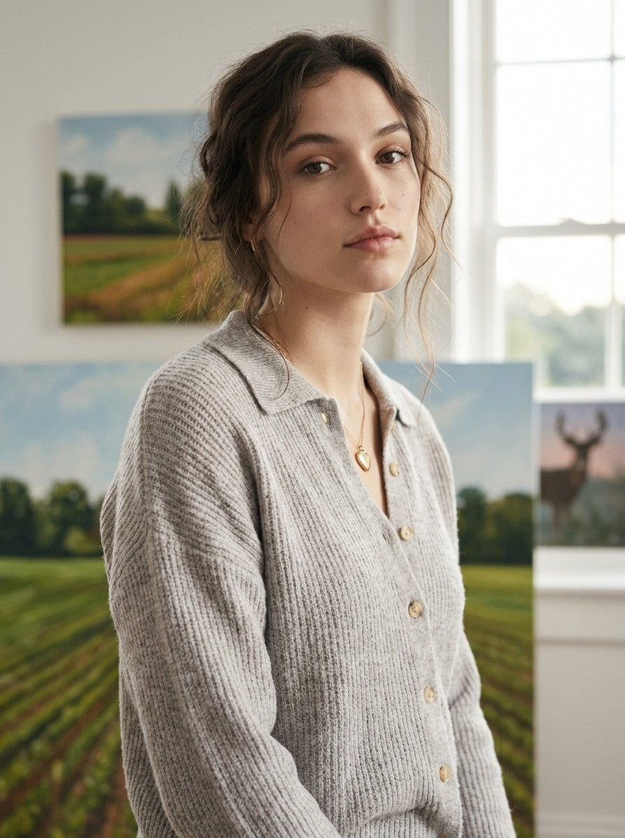[AI-GEN] STM Wide Collar Casual Knit Sweater Cardigan