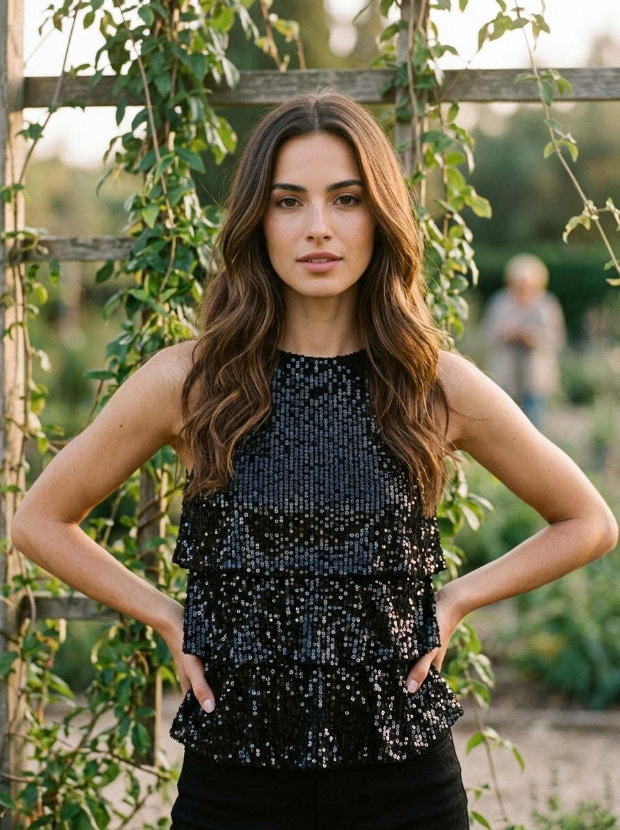 [AI-GEN] STM Full Sequin Tank Top with Side Zipper