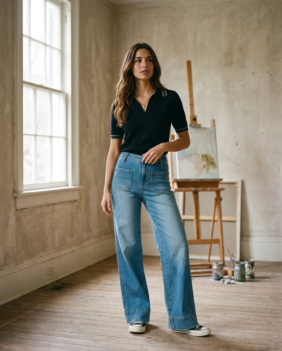[AI-GEN] Bayeas High Rise Wide Leg Jean