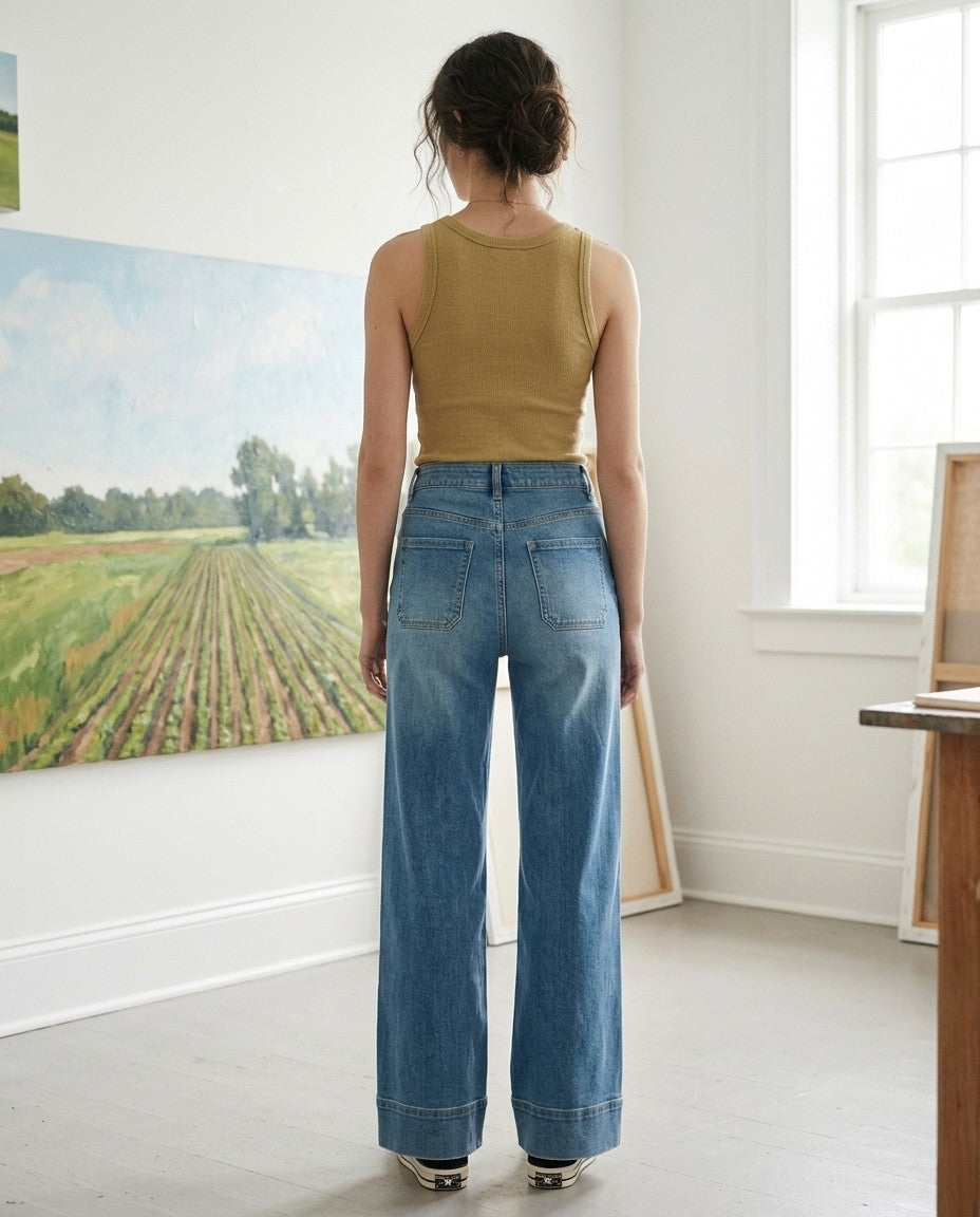 [AI-GEN] Bayeas High Rise Wide Leg Jean
