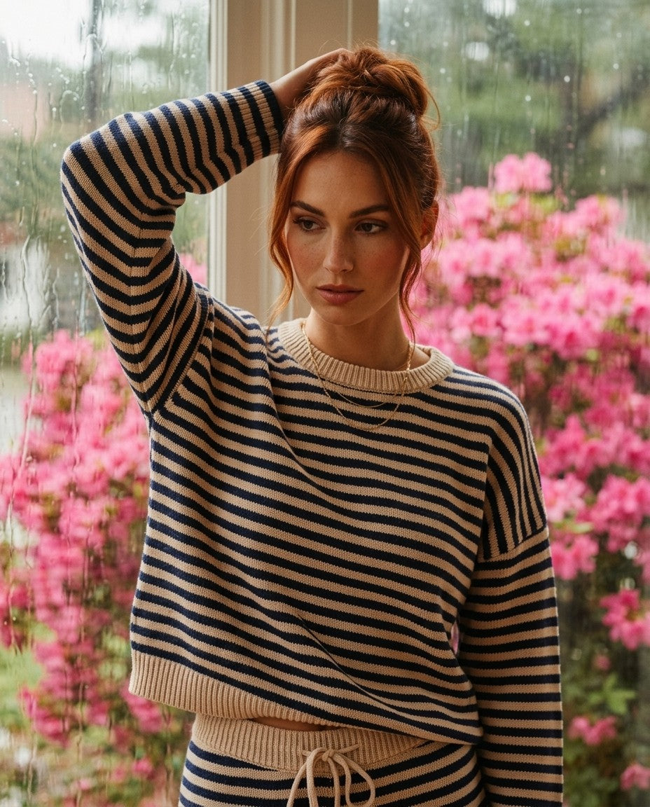 [AI-GEN] Crew Neck Stripe knit Sweater