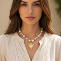 [AI-GEN] Pearl Heart Shield Necklace