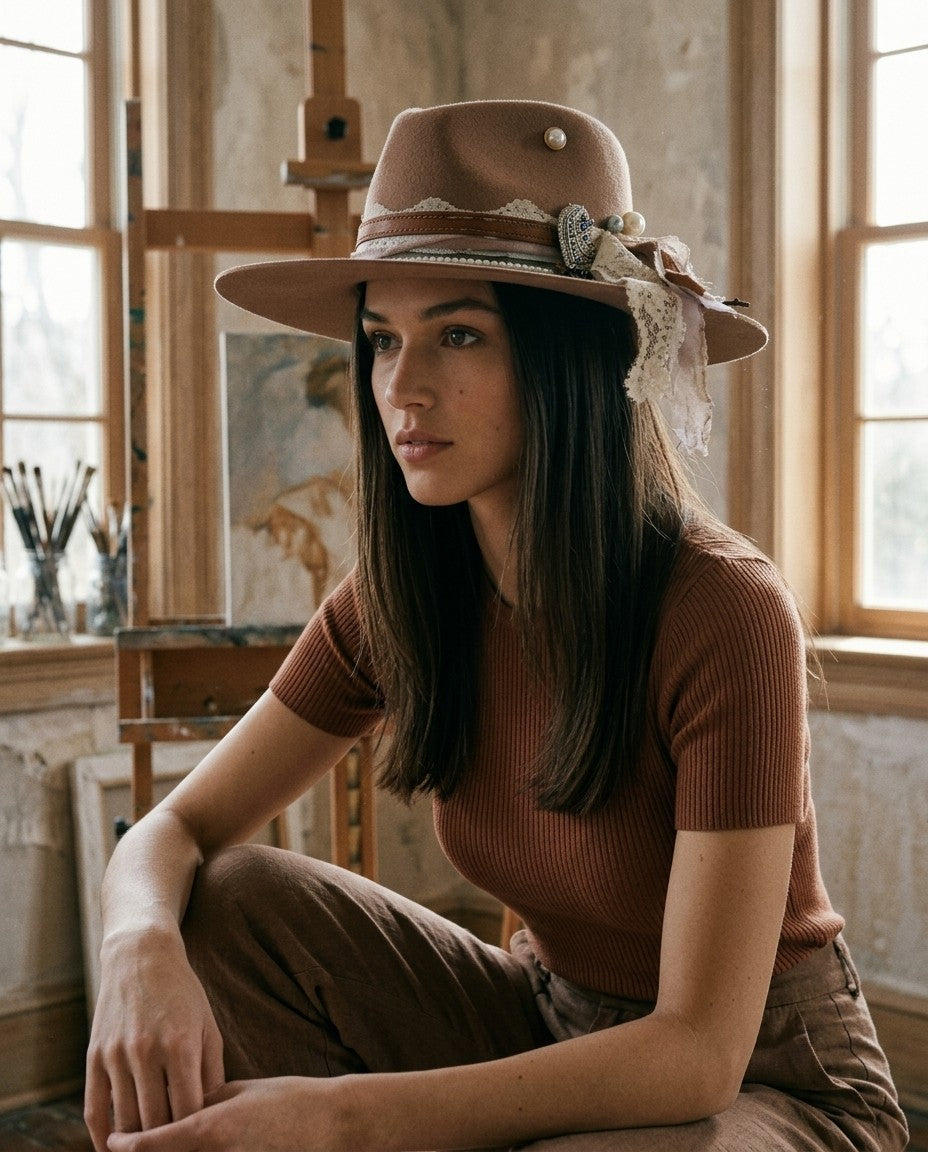 [AI-GEN] OOAK 100% Wool Stiff Bring Shoe Clip Hat