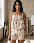 [AI-GEN] Bailey Rose Seashell Print Lace Trim Cami Top