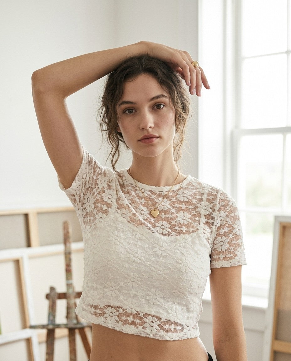 [AI-GEN] Sadie & Sage Letters Lace Tee