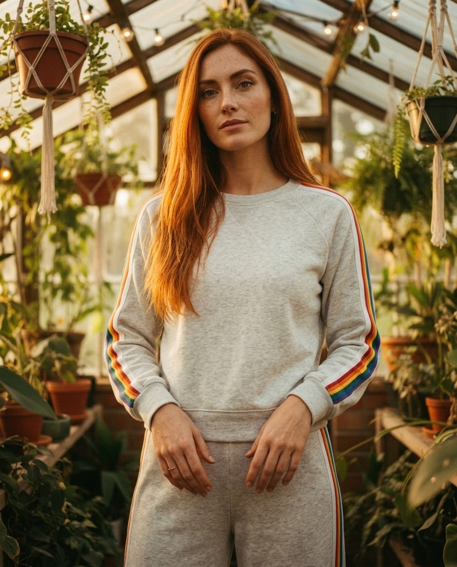 [AI-GEN] Vintage Havana Striped Cloud Crewneck
