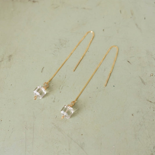 [AI-GEN] Crystal Cube Threader Earring