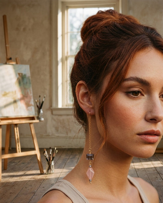 [AI-GEN] OOAK Faceted Glass Threader Earrings