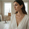 [AI-GEN] Zircon Charm 18K Gold Plated Ss 3 Layer Y-Neck Necklace