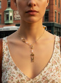 [AI-GEN] OOAK Faceted Glass & Filagree Charm Necklace