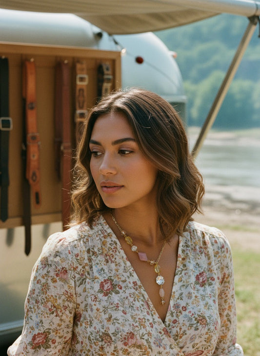 [AI-GEN] OOAK Vintage Crystal Lariat Necklace