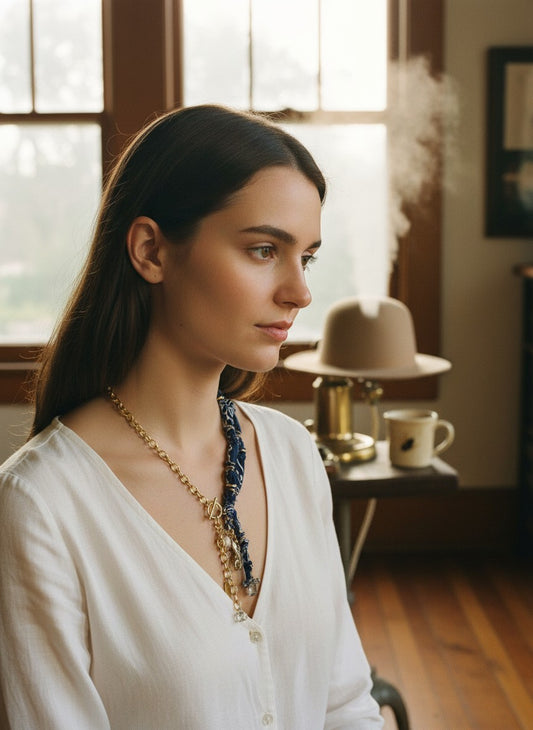 [AI-GEN] OOAK Double Strand Bandana Lariat Necklace