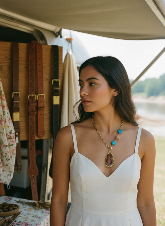 [AI-GEN] OOAK Agate & Turquoise Necklace