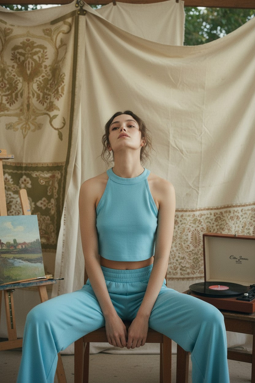 [AI-GEN] Halter Neck Crop Top and Pants Set
