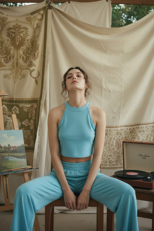 [AI-GEN] Halter Neck Crop Top and Pants Set