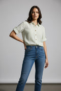 [AI-GEN] Striped Lightweight Woven Top