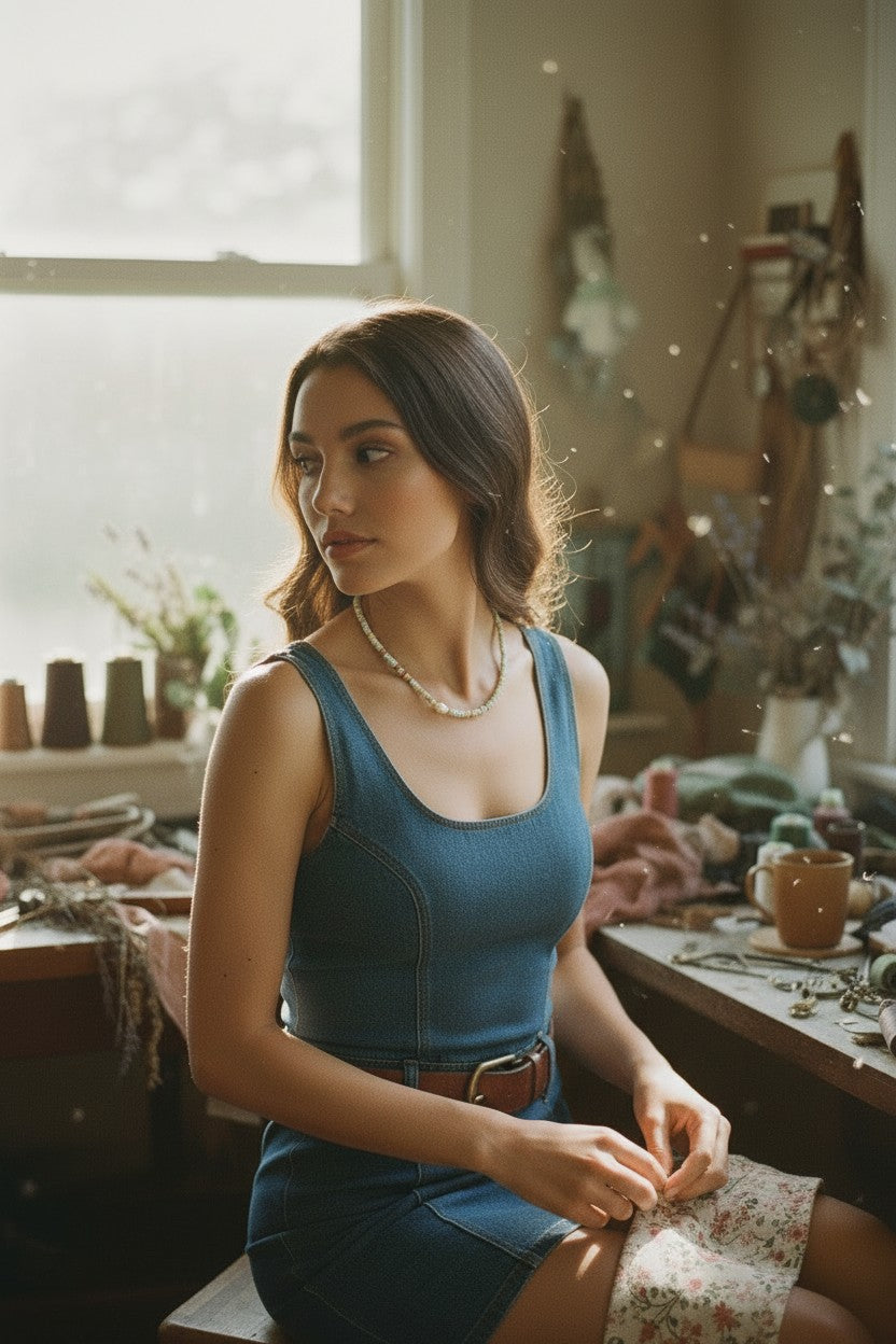 [AI-GEN] Earth Tones and Metallic Beaded Necklace