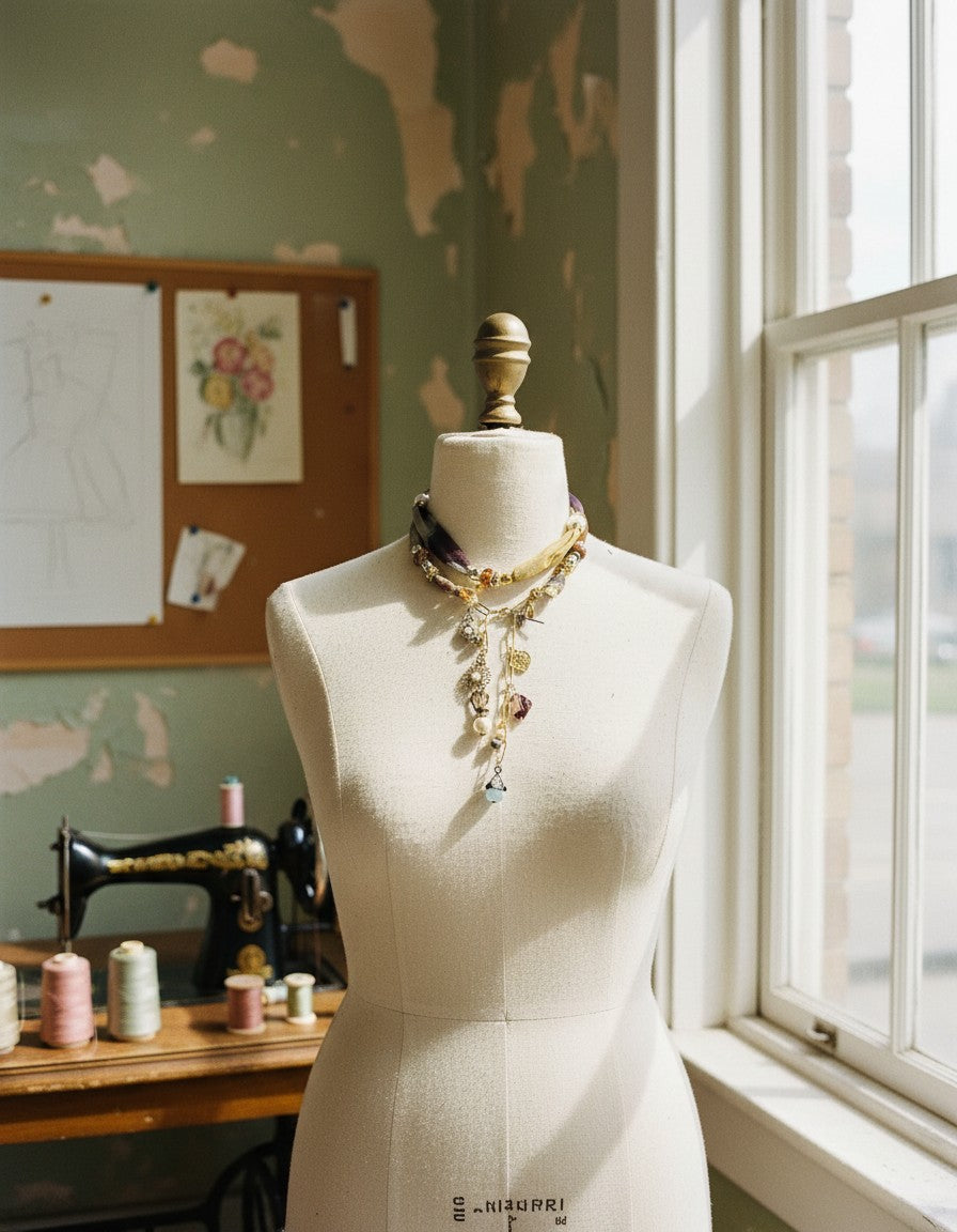 [AI-GEN] OOAK Mesh & Charms Scarf Necklace or Belt