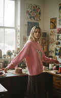 [AI-GEN] Dalmatian Dog Graphic Fuzzy Pink Sweater
