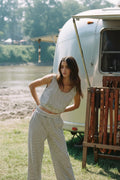[AI-GEN] Vintage Havana Striped French Terry Cloth Top