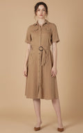[AI-GEN] Dex Belted Utility Midi Dress