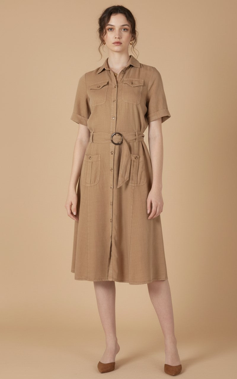 utility dress midi Dex Belted Color:DUSTY-ROSE day style. Zimmermann Knit Dresses for wash:light