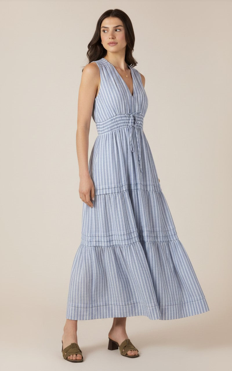 [AI-GEN] Dex Pleat Detail Smocked Waist Dress