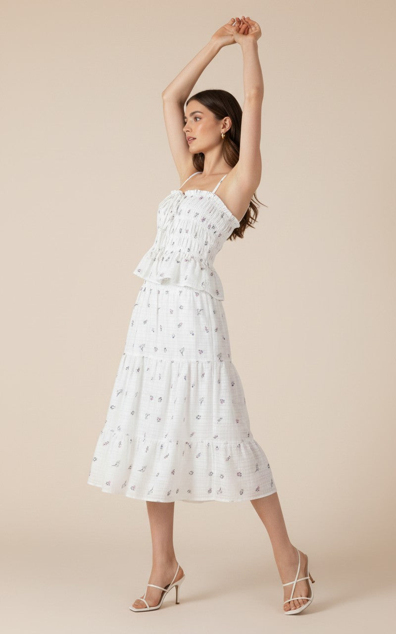 [AI-GEN] Dex Smocked Waist Midi Skirt
