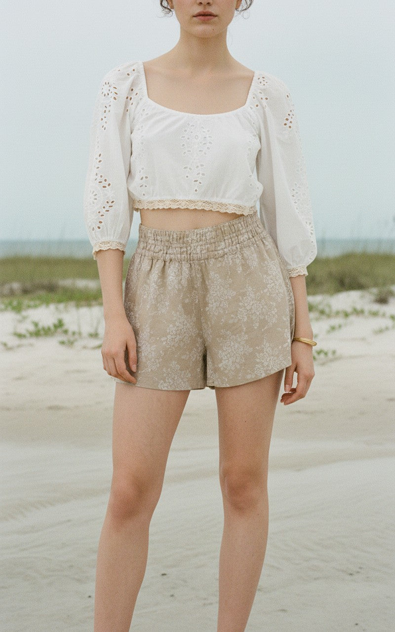 [AI-GEN] Dex Floral Elastic Waist Short