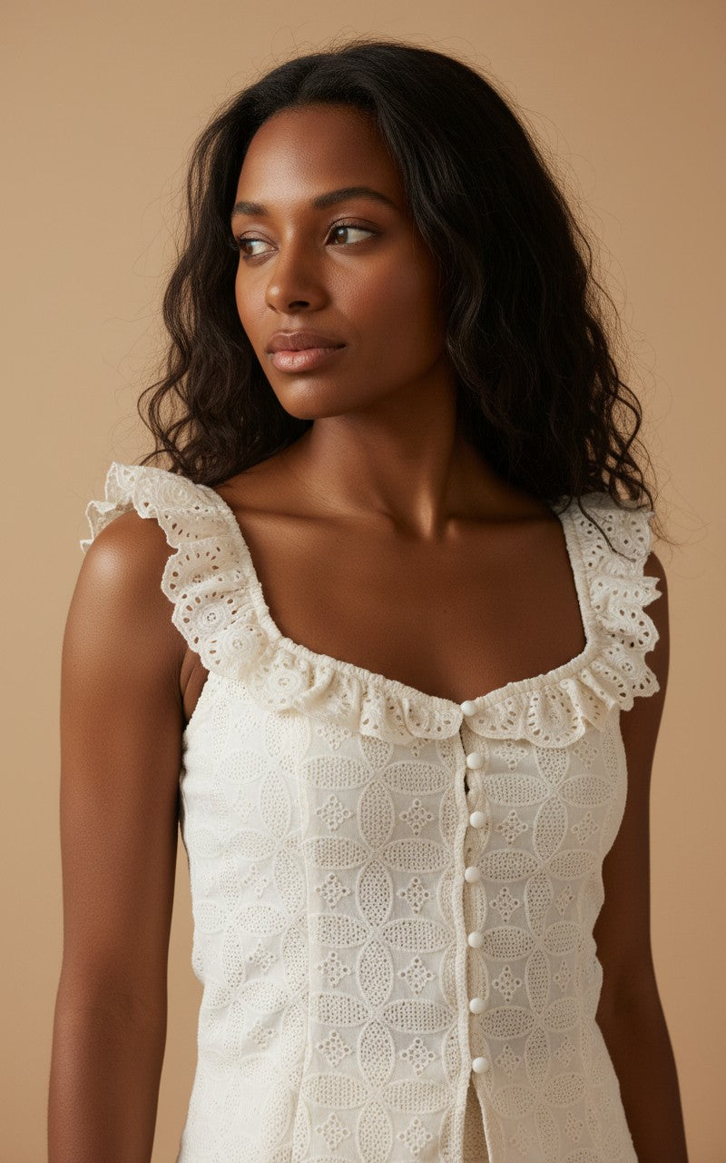 [AI-GEN] Dex Button Front Eyelet Tank