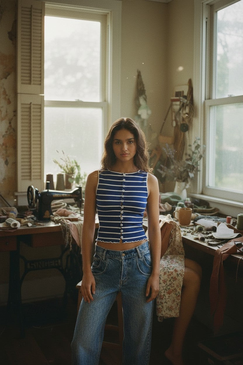 [AI-GEN] Free People Tilly Striped Tank
