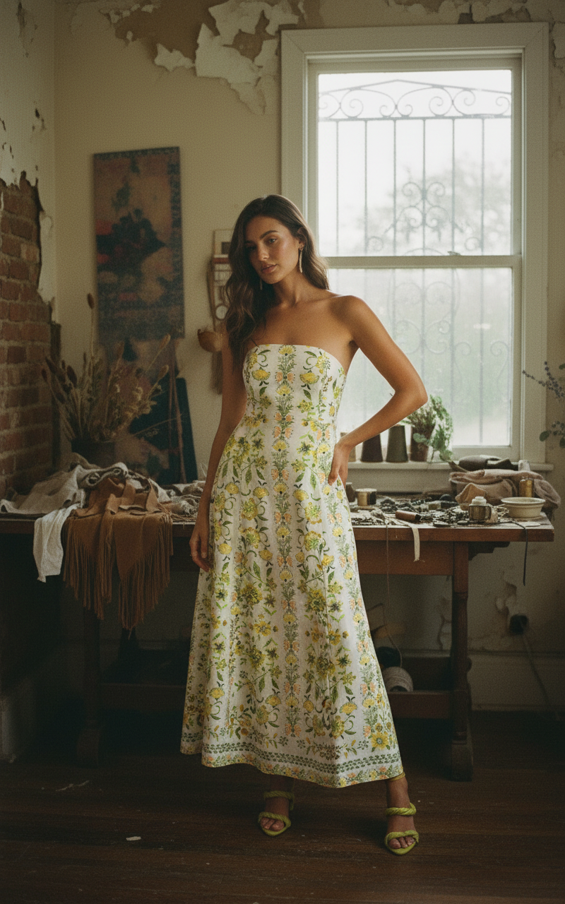 [AI-GEN] Sage the Label Dandelion Dreams Tube Maxi Dress