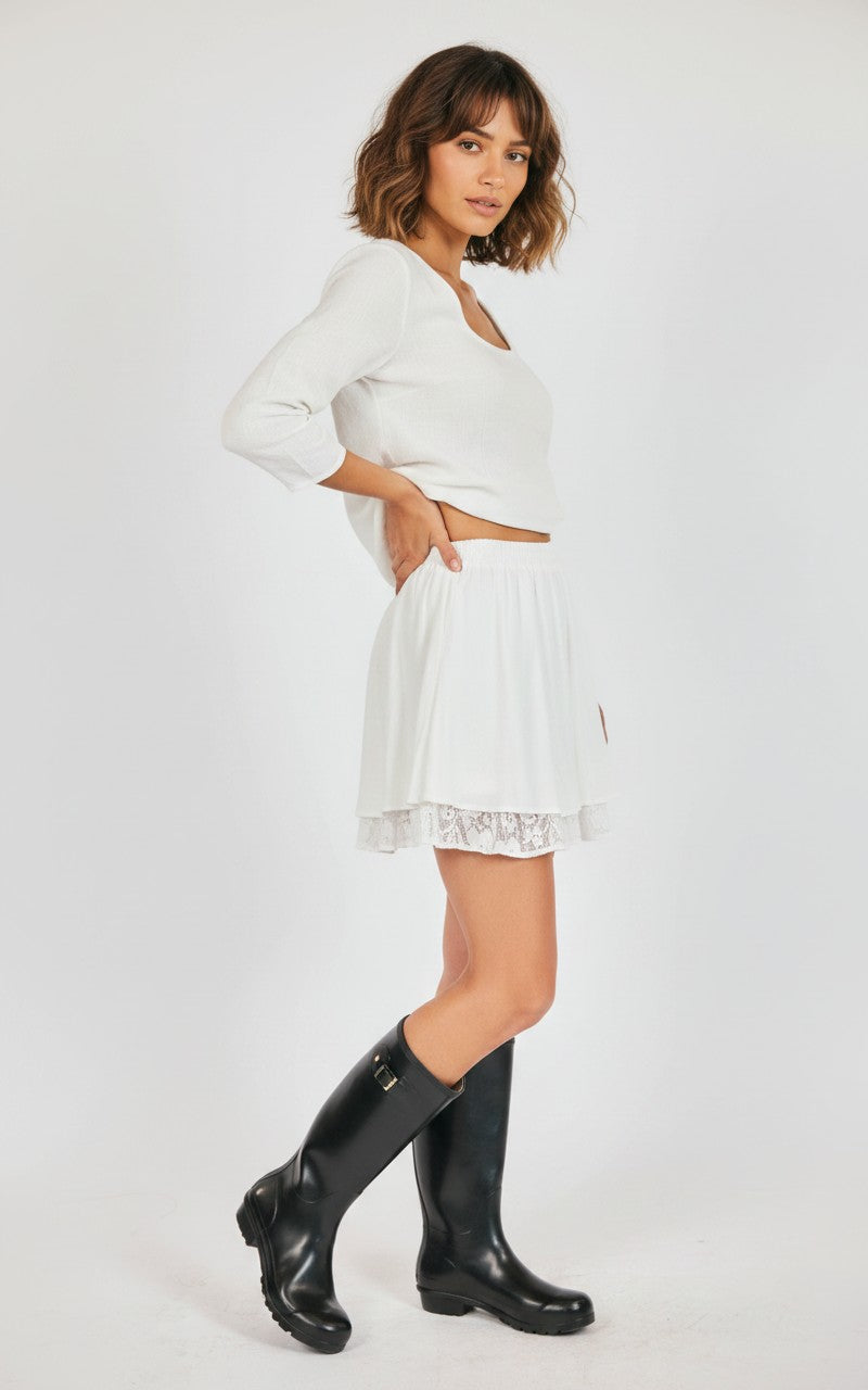 [AI-GEN] Sadie & Sage Misty Layered with Lace Mini Skirt