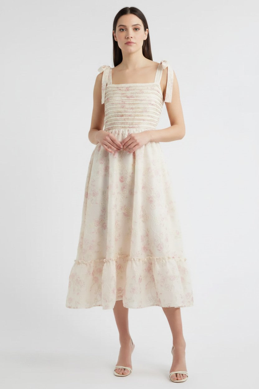 [AI-GEN] Zoe and Claire Printed Sleeveless Dress Embroidered