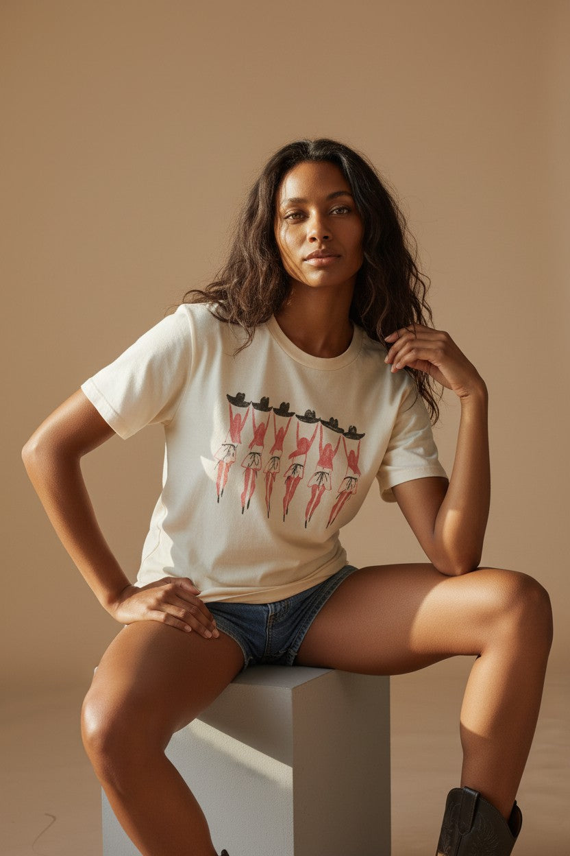 [AI-GEN] All Us Dancing Cowboy Hats Wide Boy Tee