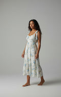 [AI-GEN] Floral Tie Strap with Scallop Lace Trim Midi Dress