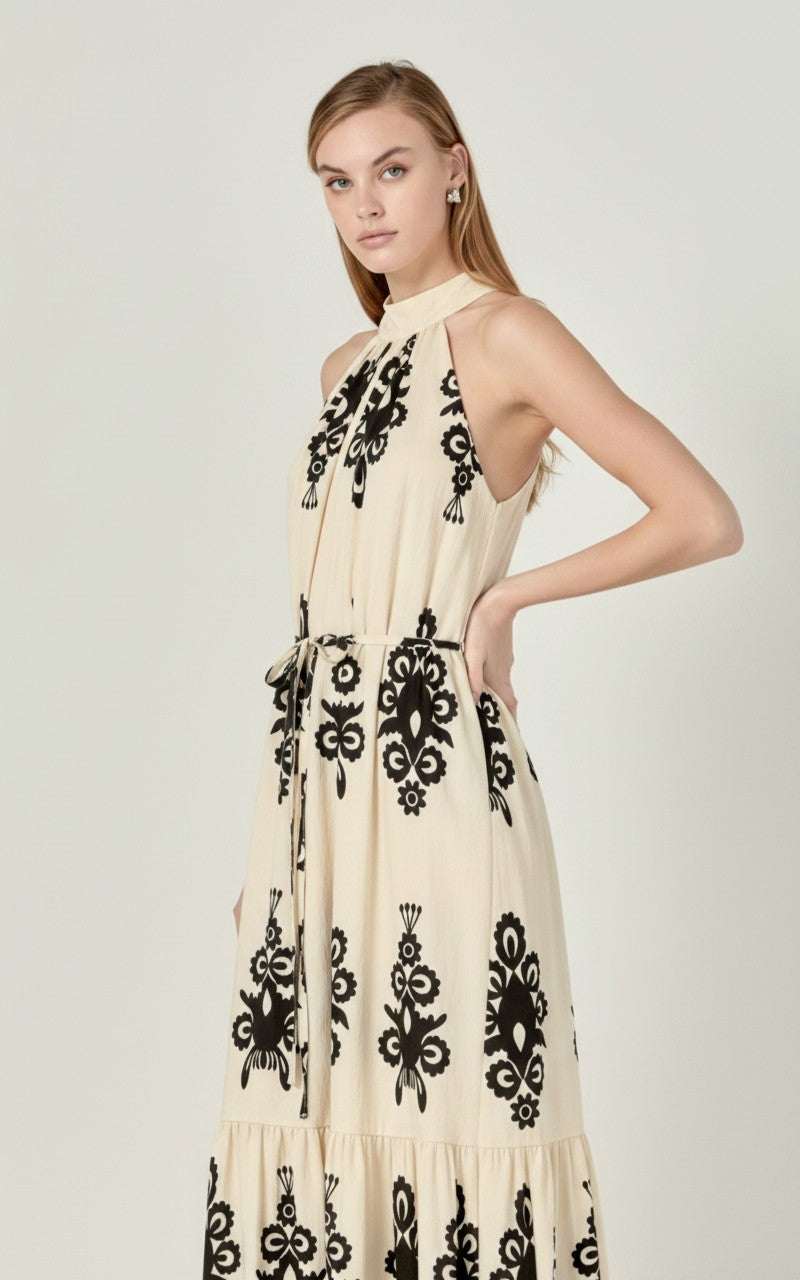 [AI-GEN] Printed Collared Midi Dress