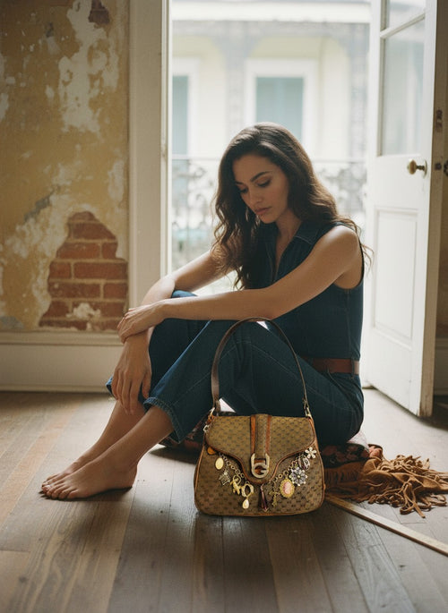 [AI-GEN] OOAK Vintage Flap Front Gucci Charmed Purse