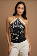 [AI-GEN] OOAK VIntage Signed Nicole Miller Halter Scarf Top