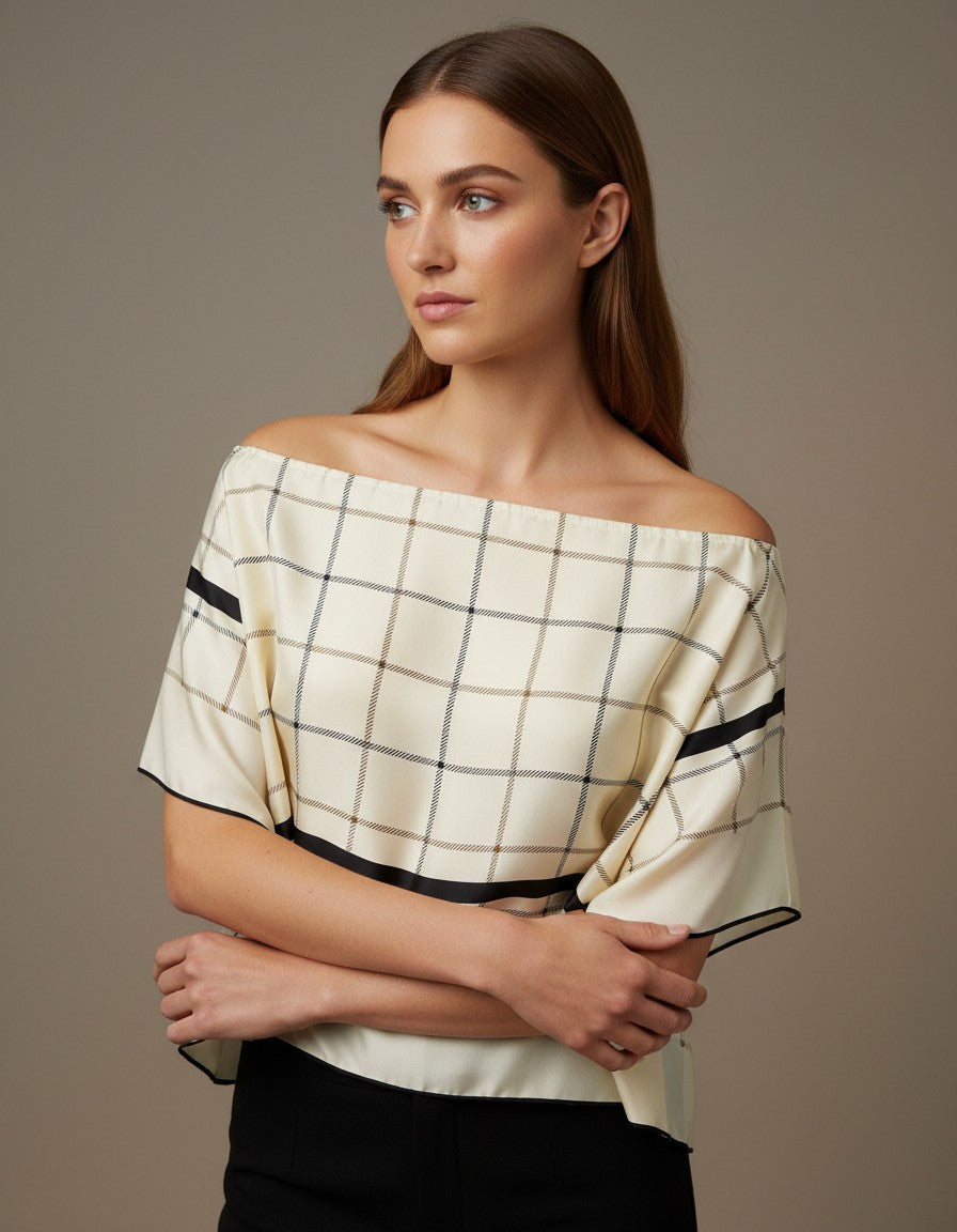 [AI-GEN] OOAK Vintage Burberry Silk Scarf Top