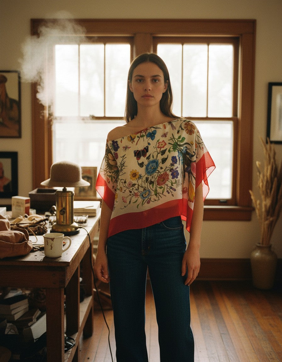 [AI-GEN] OOAK Vintage Signed Gucci Scarf Top