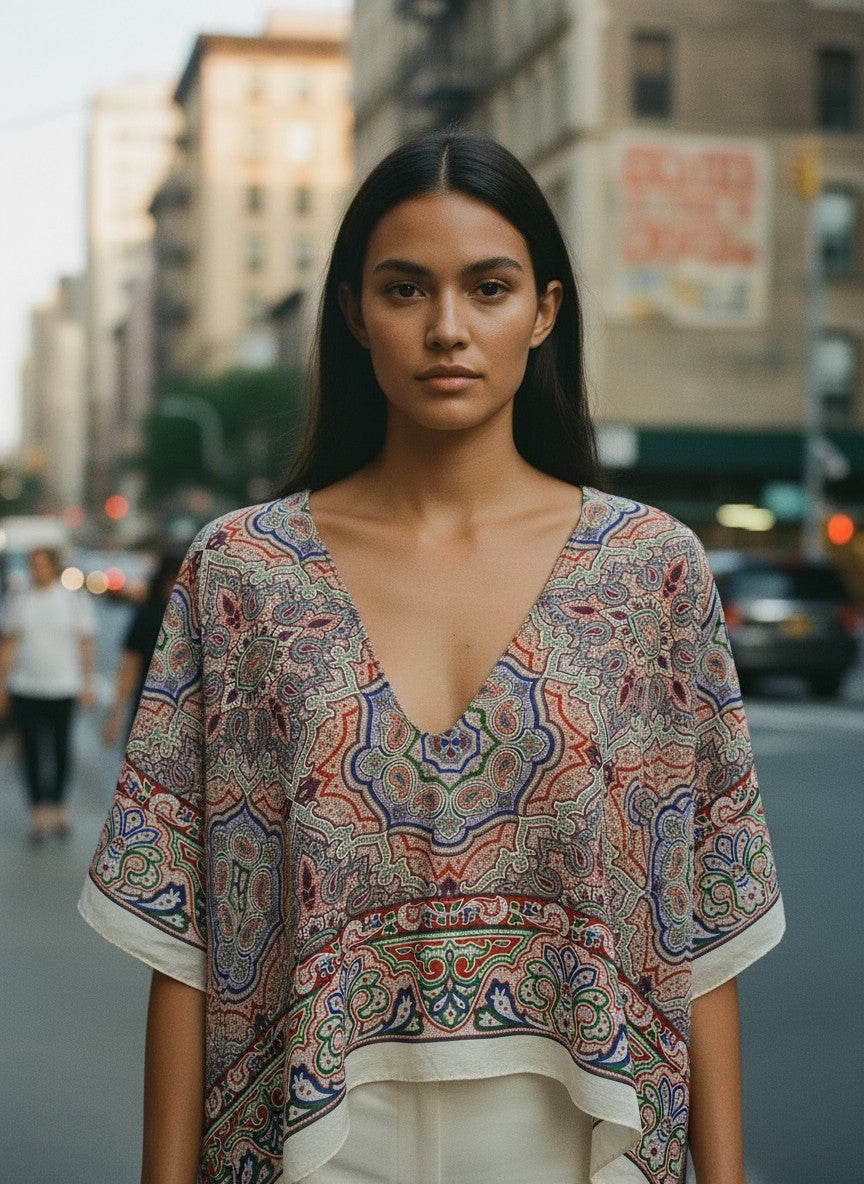 [AI-GEN] OOAk Vintage Etro Designer Scarf Top