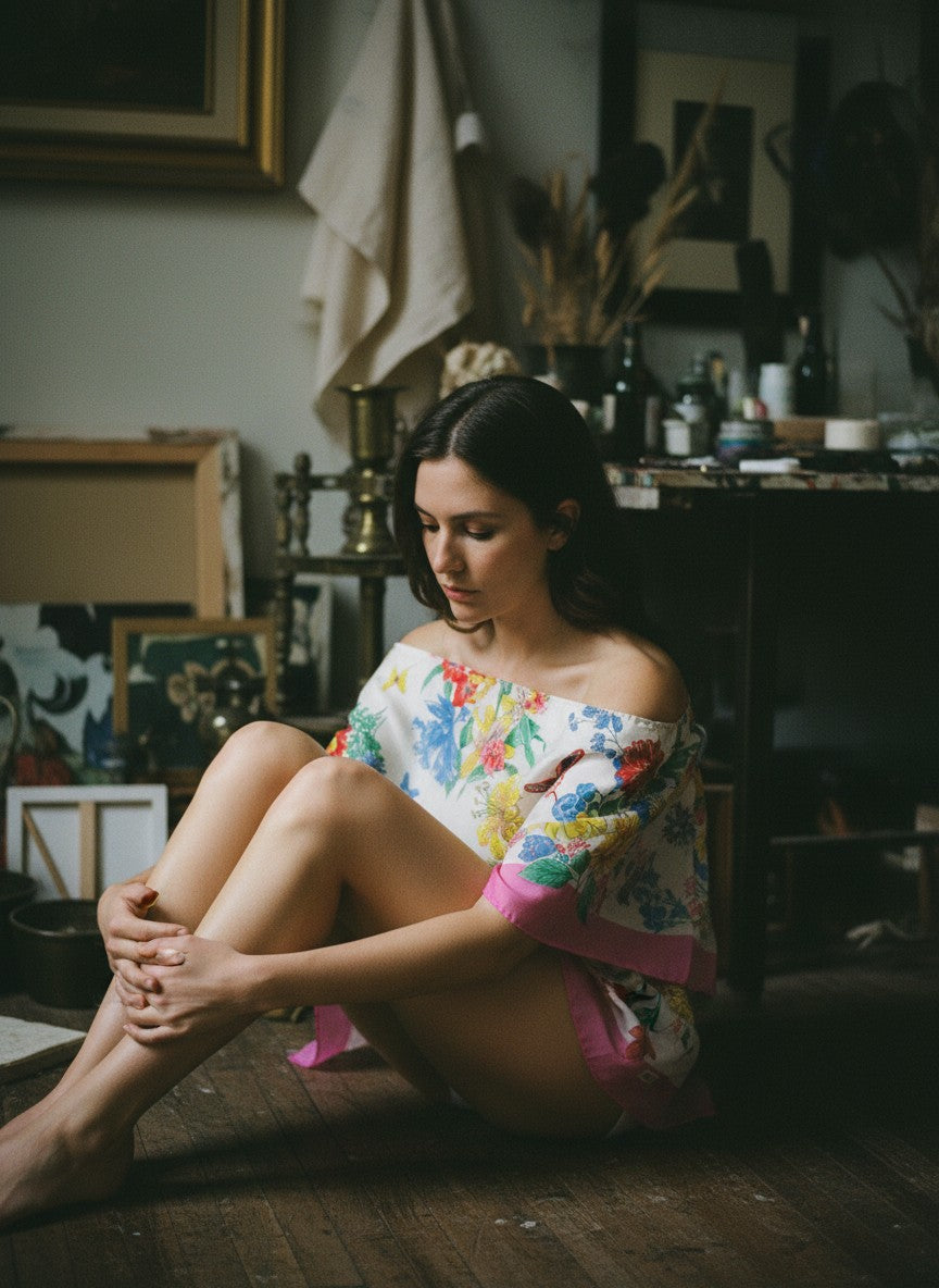 [AI-GEN] OOAK Vintage Floral Scarf Top