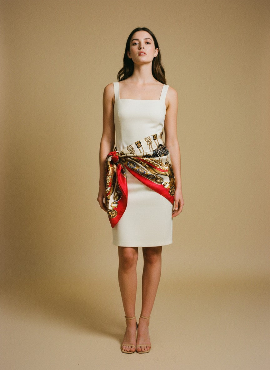 [AI-GEN] OOAK Equestrian Silk Print Scarf Top