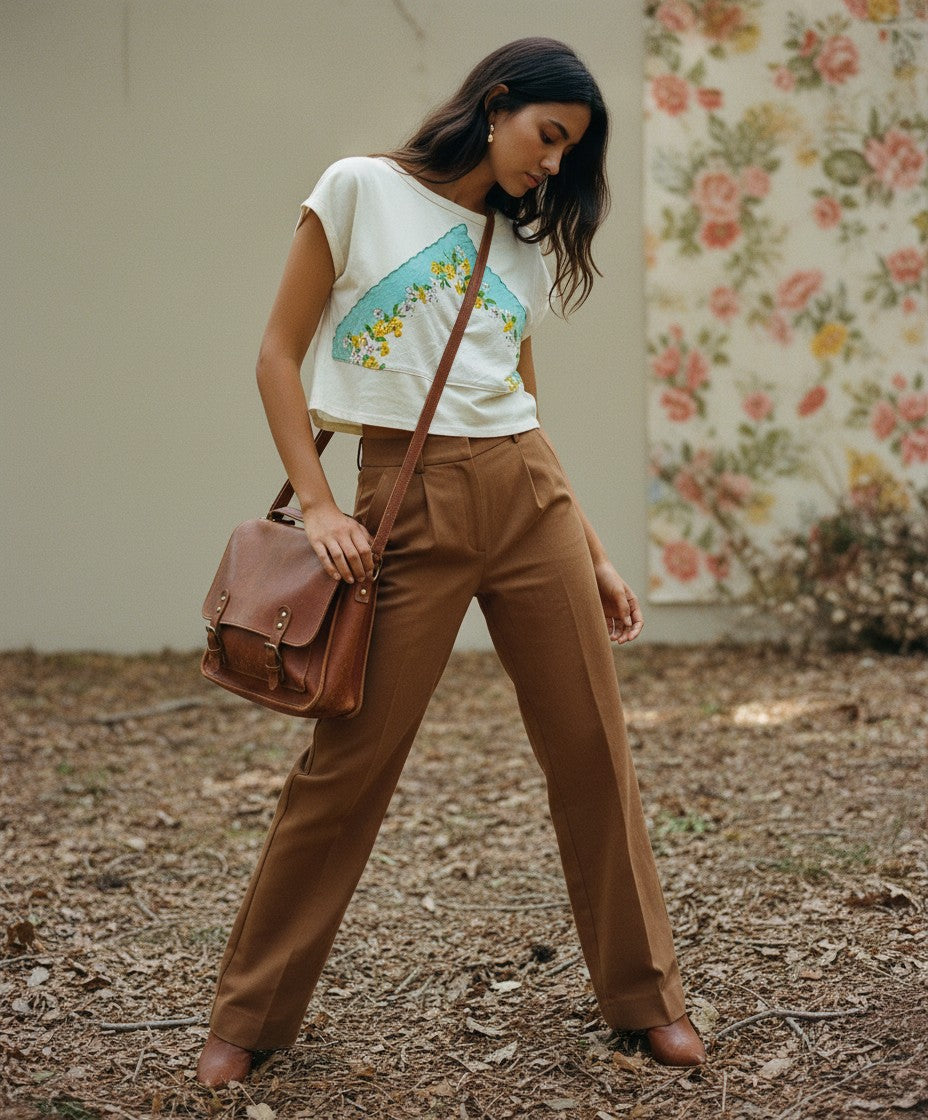 [AI-GEN] OOAK Vintage Hanky Crop Tee
