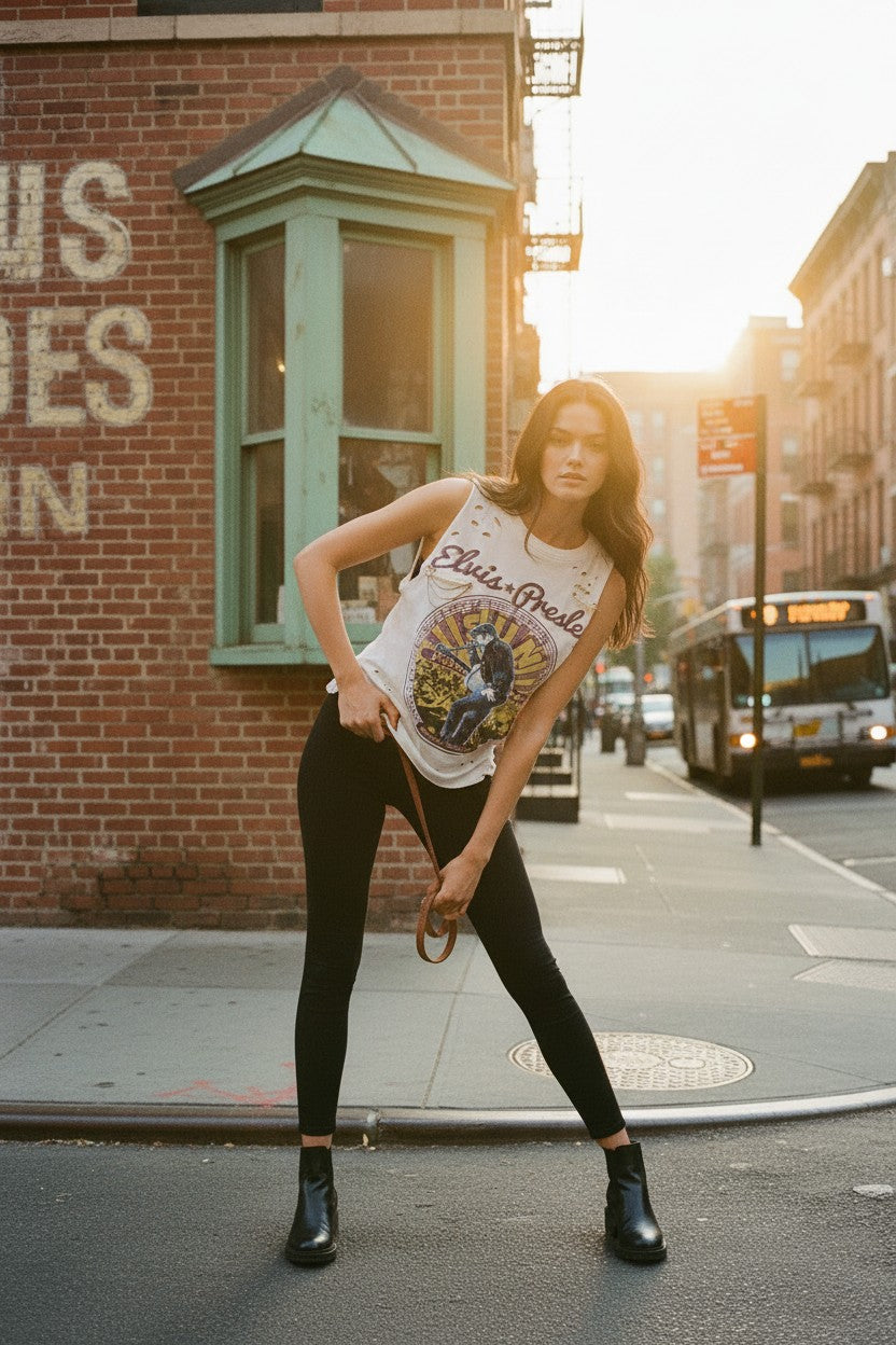 [AI-GEN] OOAK Elvis & Pearls Graphic Tee