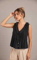 [AI-GEN] Sadie & Sage Terra Ruffle Pintuck Sleeveless Top