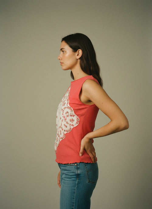 [AI-GEN] OOAK Handkerchief Breathe Easy Free People Upcycled Tank