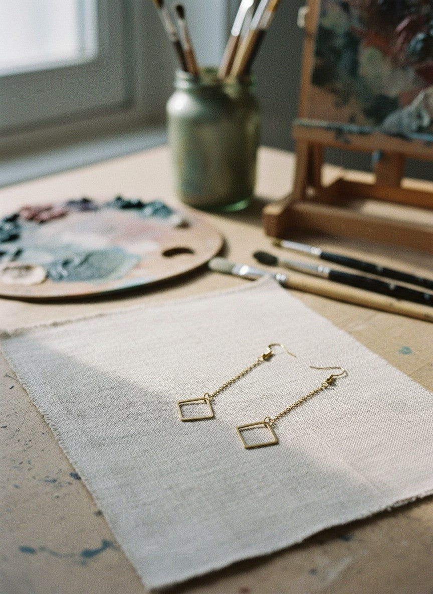 [AI-GEN] Handmade Diamond Shape Threader Earrings