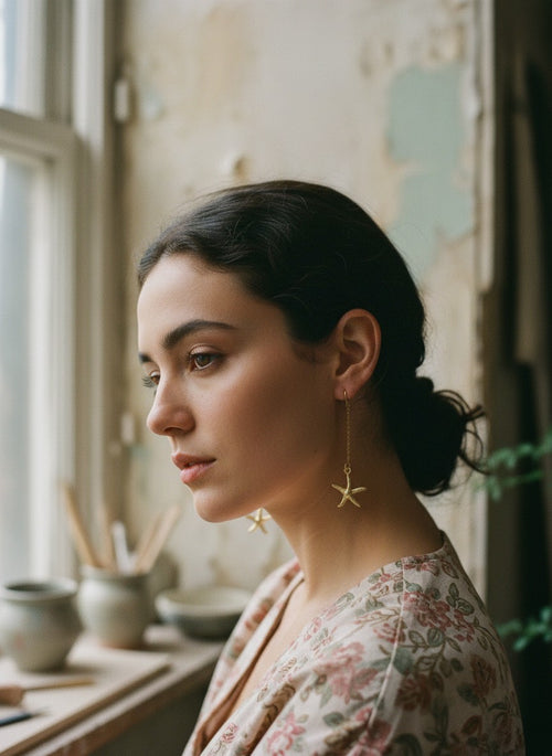 [AI-GEN] Handmade Sea Life Threader Earring